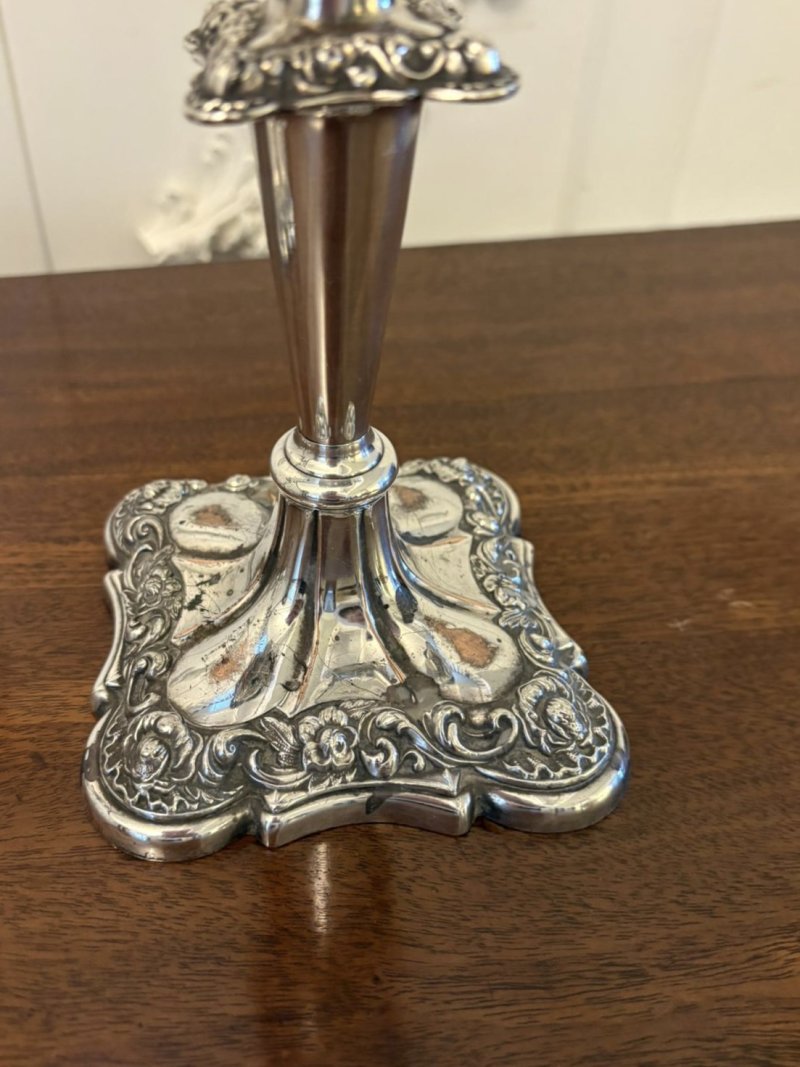 Pair of Antique Edwardian Quality Sheffield Silver Plated Candlesticks - Image 11